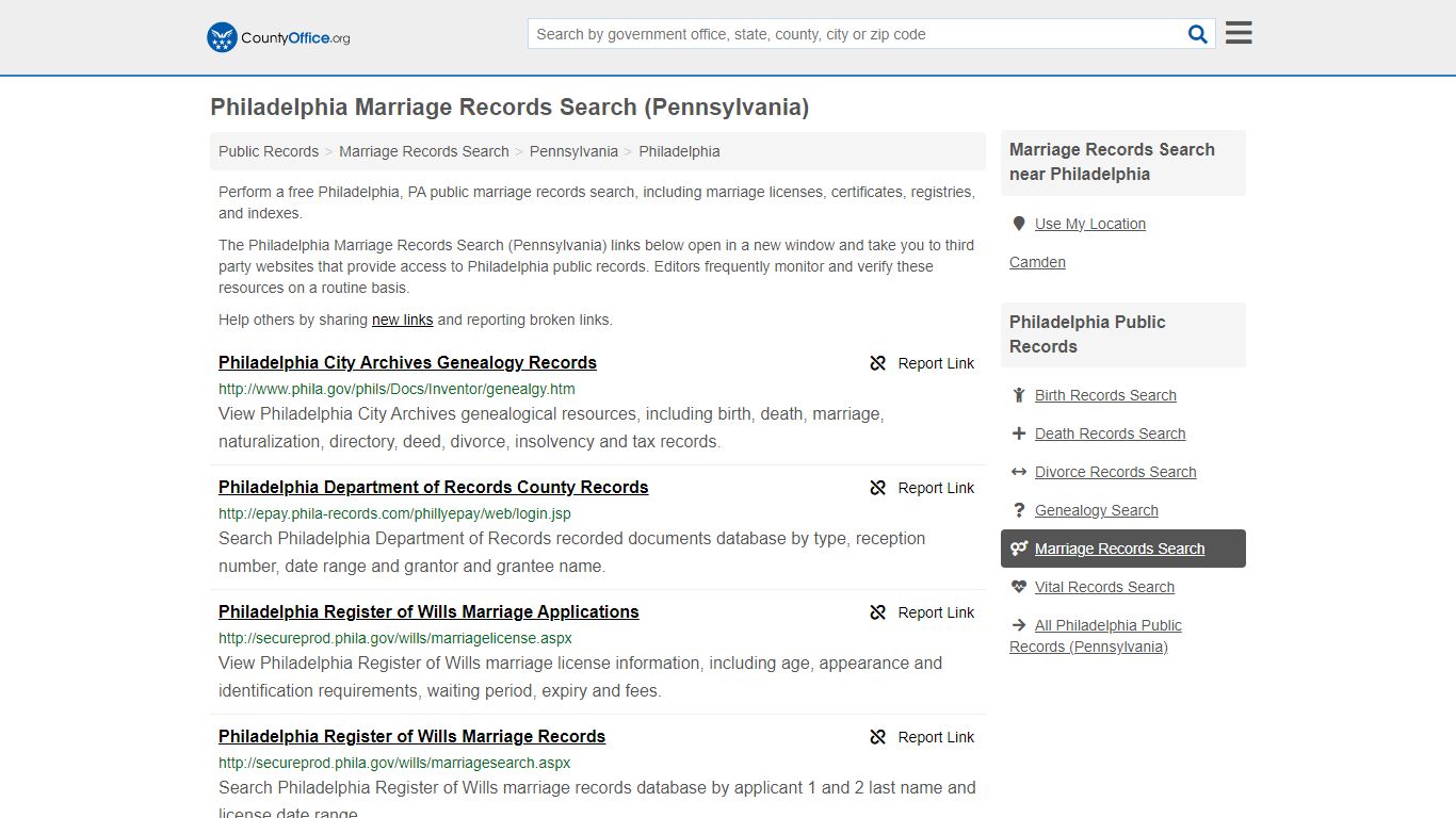 Philadelphia Marriage Records Search (Pennsylvania) - County Office